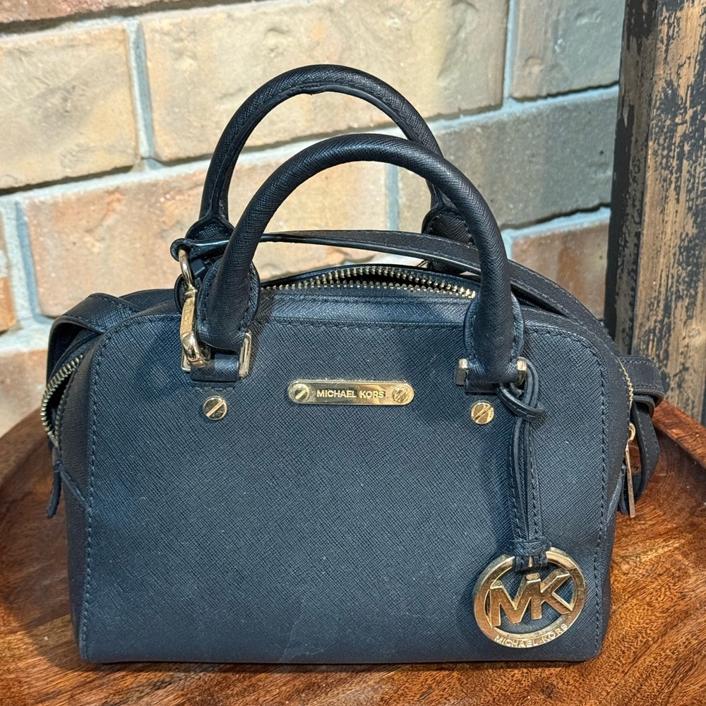 Michael Kors Black Satchel with Gold Accents